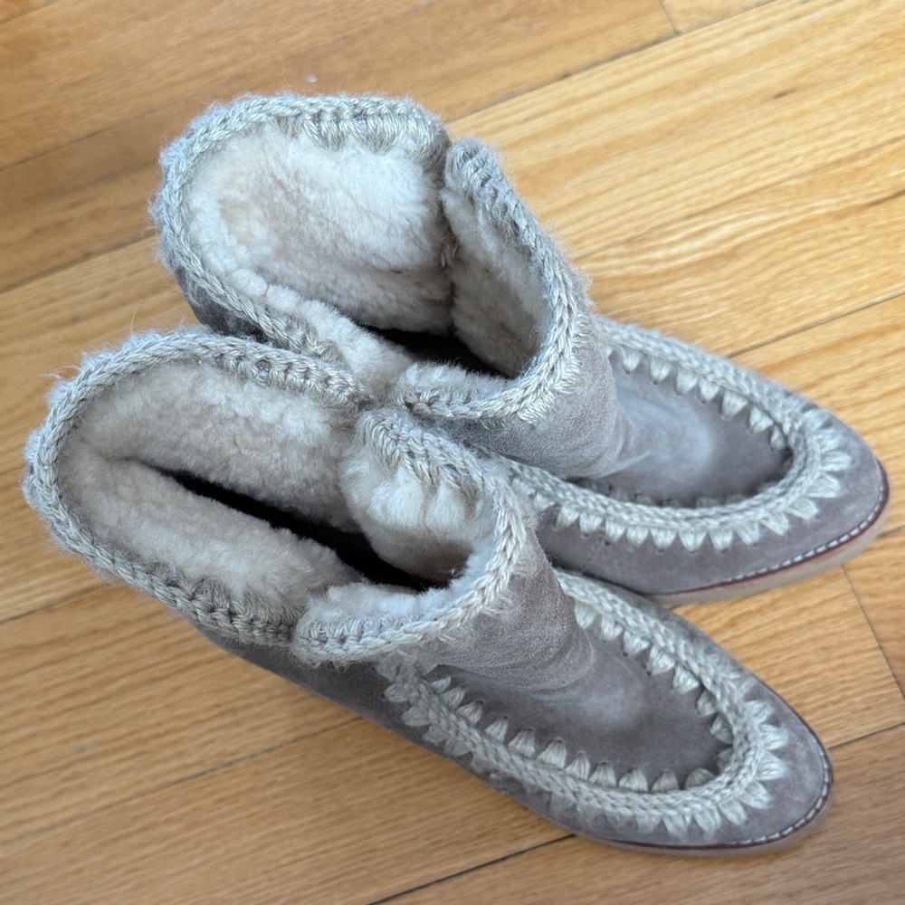 Mou Gray Suede Wedge Boots - Picture 9 of 11